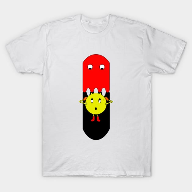 Red ghost chase Pacman T-Shirt by Stinos